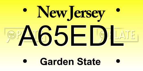 A65EDL New Jersey License Plate