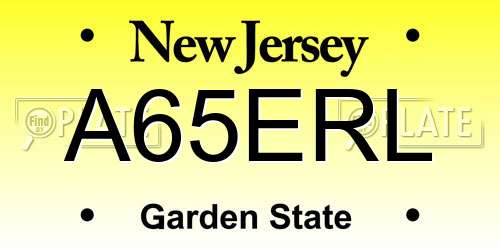 A65ERL New Jersey License Plate
