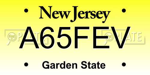 A65FEV New Jersey License Plate
