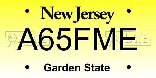 A65FME New Jersey License Plate