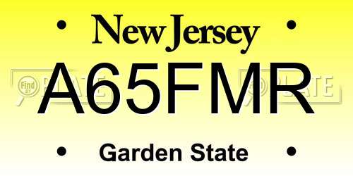 A65FMR New Jersey License Plate