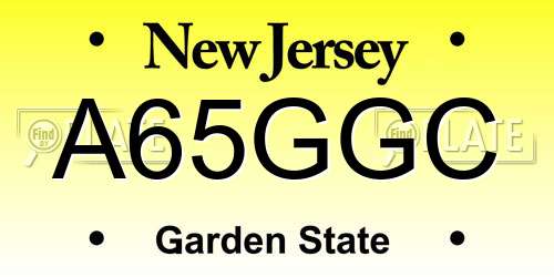 A65GGC New Jersey License Plate