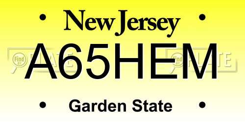 A65HEM New Jersey License Plate