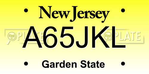 A65JKL New Jersey License Plate
