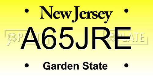 A65JRE New Jersey License Plate