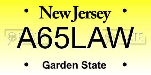 A65LAW New Jersey License Plate