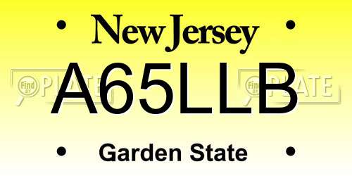 A65LLB New Jersey License Plate