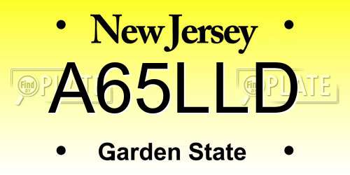 A65LLD New Jersey License Plate