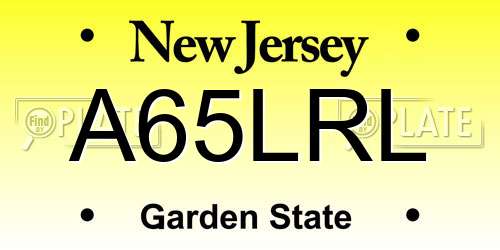A65LRL New Jersey License Plate