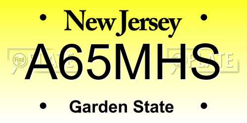 A65MHS New Jersey License Plate