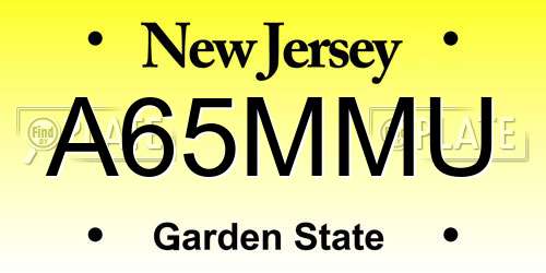 A65MMU New Jersey License Plate