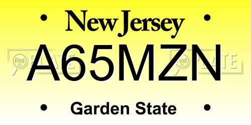 A65MZN New Jersey License Plate