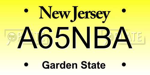 A65NBA New Jersey License Plate