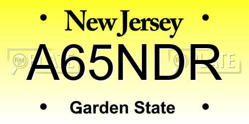 A65NDR New Jersey License Plate