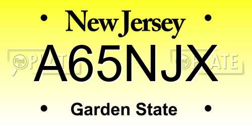 A65NJX New Jersey License Plate