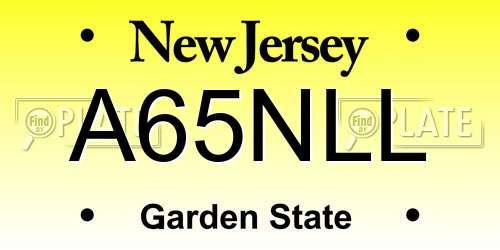 A65NLL New Jersey License Plate