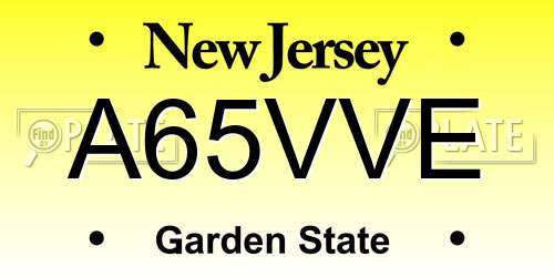 A65VVE New Jersey License Plate