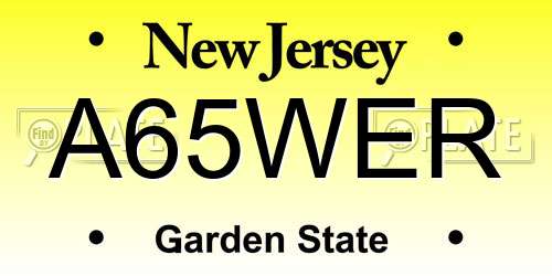 A65WER New Jersey License Plate