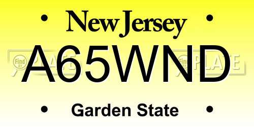 A65WND New Jersey License Plate