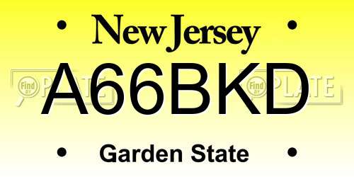 A66BKD New Jersey License Plate