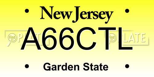 A66CTL New Jersey License Plate