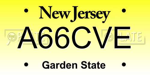 A66CVE New Jersey License Plate