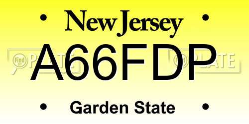 A66FDP New Jersey License Plate