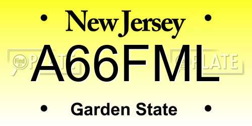 A66FML New Jersey License Plate