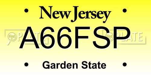 A66FSP New Jersey License Plate