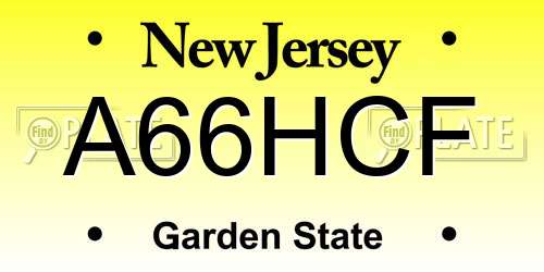 A66HCF New Jersey License Plate
