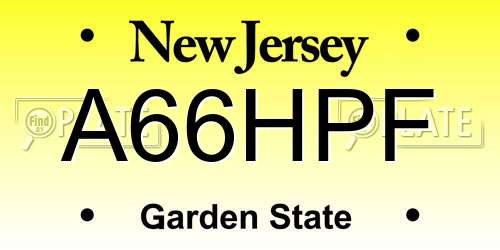 A66HPF New Jersey License Plate