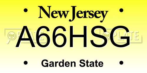 A66HSG New Jersey License Plate