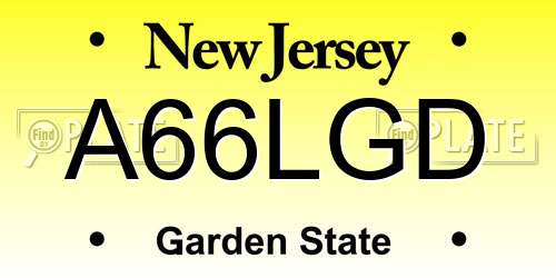 A66LGD New Jersey License Plate