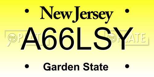 A66LSY New Jersey License Plate