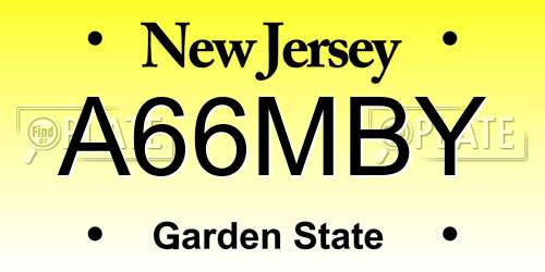 A66MBY New Jersey License Plate