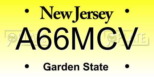 A66MCV New Jersey License Plate