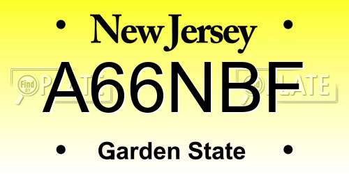 A66NBF New Jersey License Plate