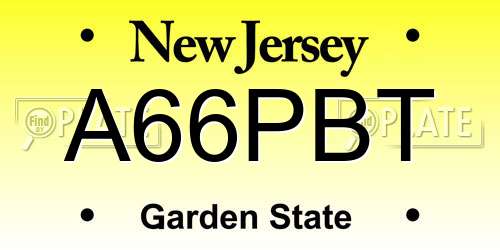 A66PBT New Jersey License Plate