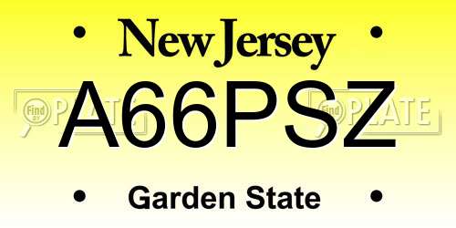 A66PSZ New Jersey License Plate