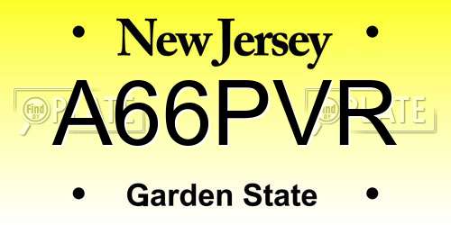 A66PVR New Jersey License Plate