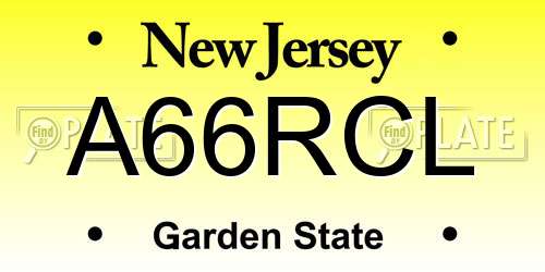 A66RCL New Jersey License Plate
