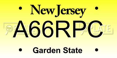 A66RPC New Jersey License Plate