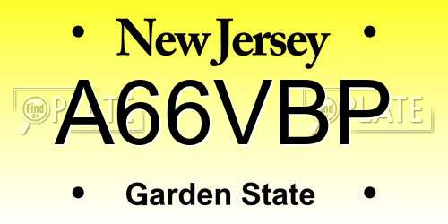 A66VBP New Jersey License Plate