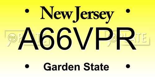 A66VPR New Jersey License Plate