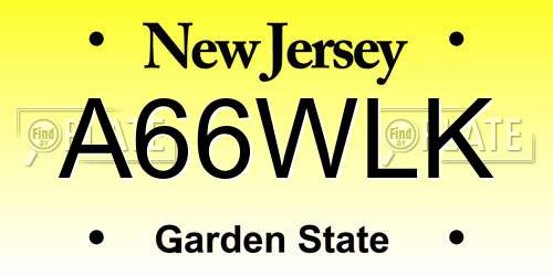 A66WLK New Jersey License Plate
