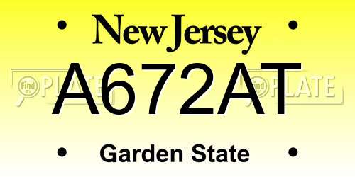 A672AT New Jersey License Plate