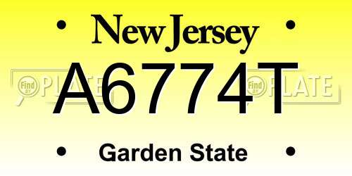 A6774T New Jersey License Plate