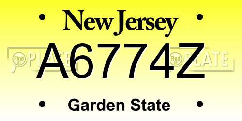 A6774Z New Jersey License Plate