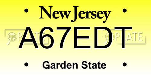 A67EDT New Jersey License Plate
