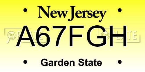 A67FGH New Jersey License Plate